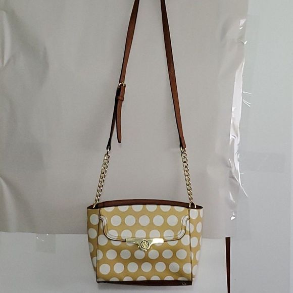 Anne Klein Crossbody Shoulder Bag Polka Dot Adjustable Strap Faux Leather Spring - Picture 1 of 16